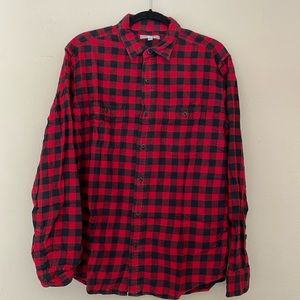 🚫SOLD🚫 Uniqlo Flannel Red and Black Cotton Button Down Men’s Large